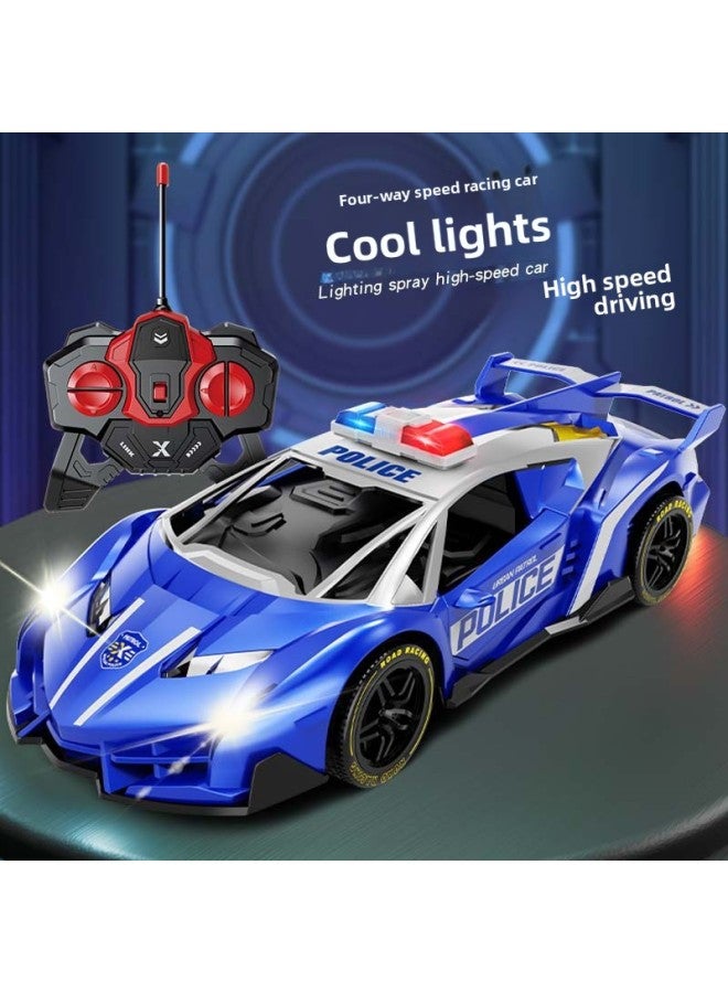 1:18 Four-way Charging Remote Control Police Car Electric Charging Double Light Drift Racing Car 6-12 Years Old Boy Toy-Color:36a [blue Silver] Ferrari Remote Control Police Car-mail Order Box-Scale:Standard Version [lithium Battery*1 + Charging Cable]  - Image 5