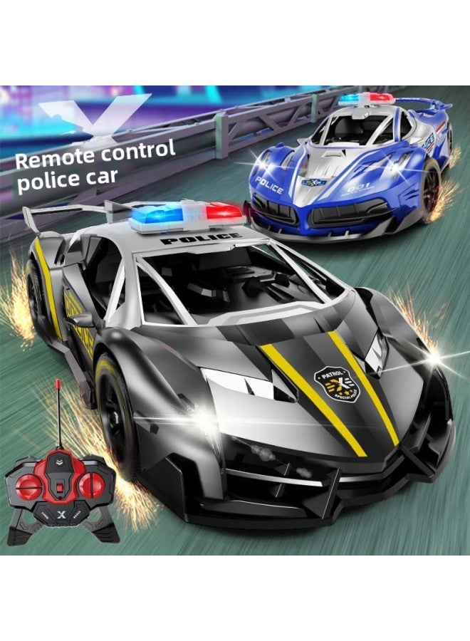 1:18 Four-way Charging Remote Control Police Car Electric Charging Double Light Drift Racing Car 6-12 Years Old Boy Toy-Color:36a [blue Silver] Ferrari Remote Control Police Car-mail Order Box-Scale:Standard Version [lithium Battery*1 + Charging Cable]  - Image 2