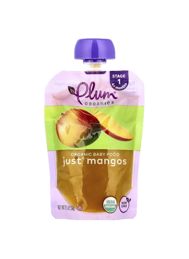 Plum Organics Plum Organics, Organic Baby Food, Just® Mangos, Stage 1, 4+ Months, 3.5 oz (99 g)  - Image 1