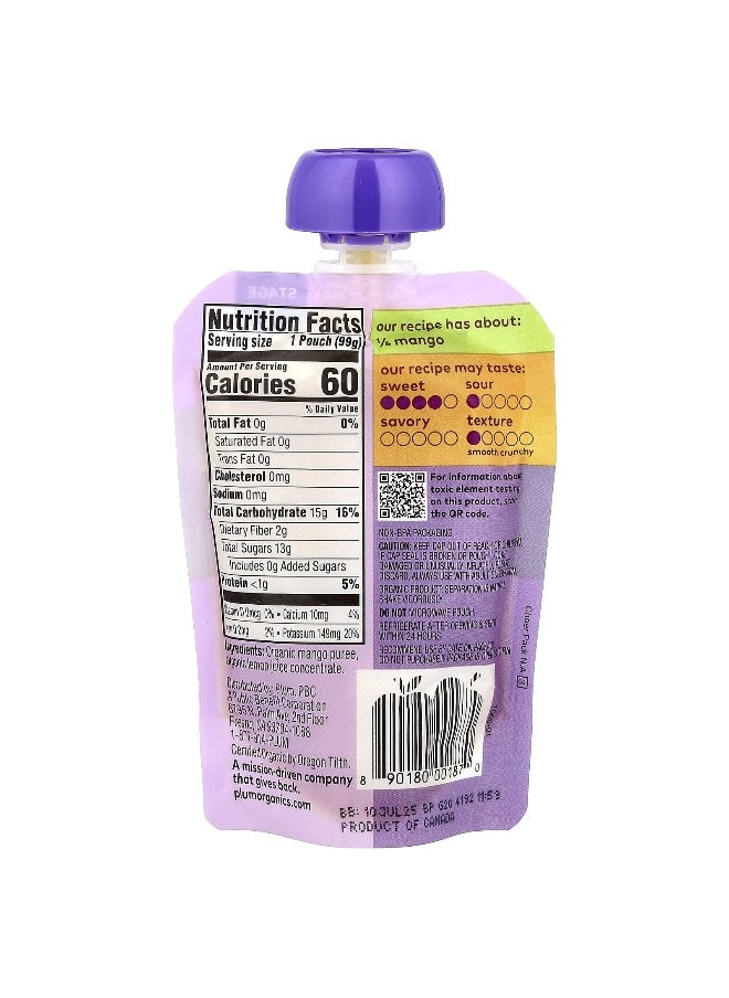 Plum Organics Plum Organics, Organic Baby Food, Just® Mangos, Stage 1, 4+ Months, 3.5 oz (99 g)  - Image 2