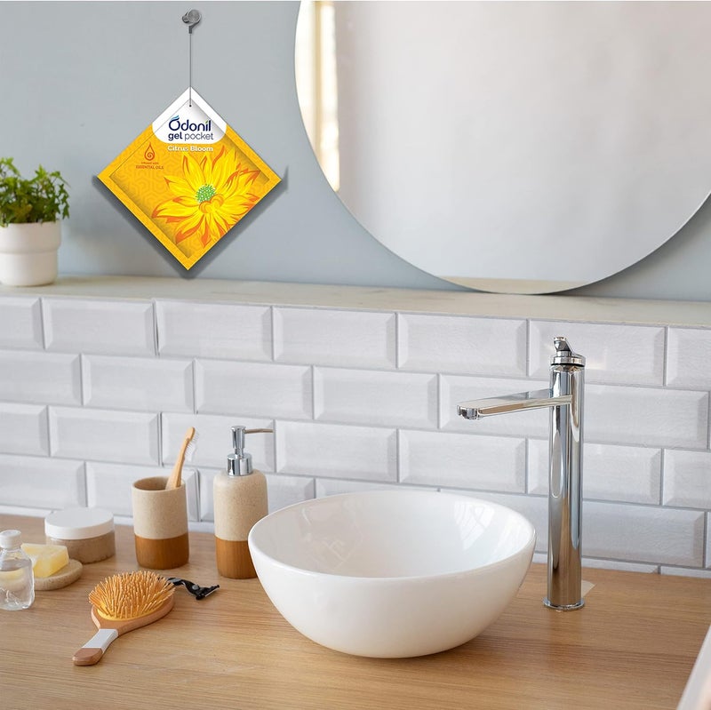 Odonil Gel Pocket - Citrus Bloom - 10g | Infused with Essential Oils | Germ Protection | Lasts Up to 30 days | Air Freshener for Bathroom and Toilet - Image 5