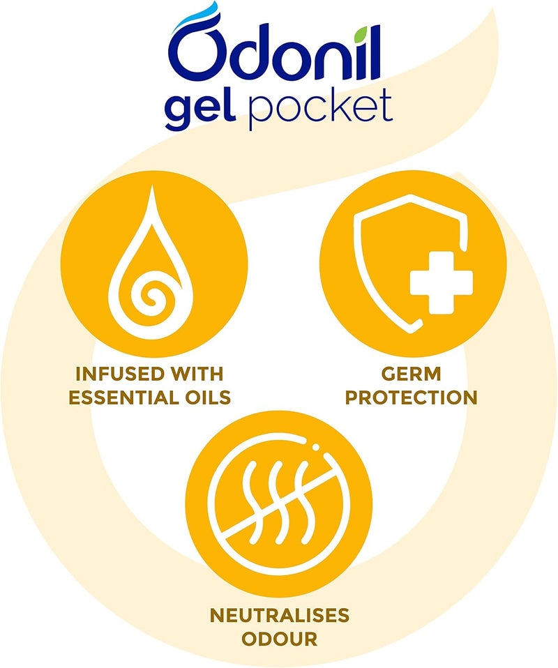 Odonil Gel Pocket - Citrus Bloom - 10g | Infused with Essential Oils | Germ Protection | Lasts Up to 30 days | Air Freshener for Bathroom and Toilet - Image 3