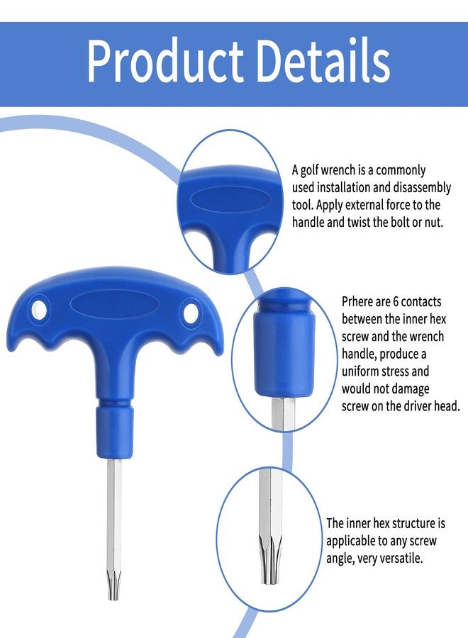 Sliverdew Golf Club Wrenches Tools Golf Torque Wrench Golf Head Adjustment Tool Stainless Steel Golf Club Driver Torque Tool with Plastic Handle, T20, Blue - Image 3