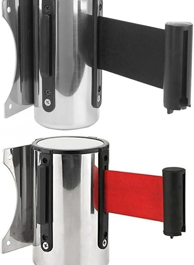 Stainless Steel Retractable Barrier Wall Mount Queue Divider 5m Belt Crowd Control Red - Image 1