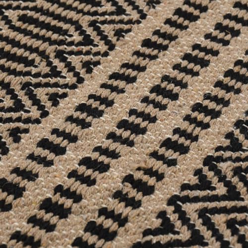 Slazie Cotton Soft Multi-Purpose Floor Rug for Bedroom Living Room|Kitchen Runner|Bedside Runner |Bed Runner|Reversible|2x5 Feet| (Beige Black) - Image 4