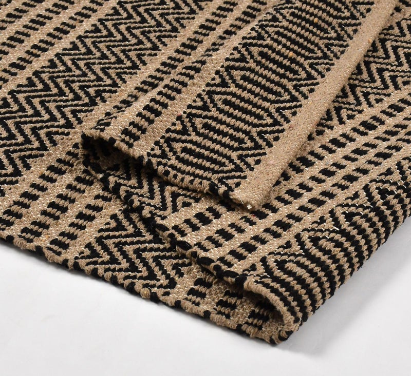 Slazie Cotton Soft Multi-Purpose Floor Rug for Bedroom Living Room|Kitchen Runner|Bedside Runner |Bed Runner|Reversible|2x5 Feet| (Beige Black) - Image 3