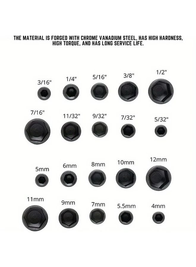 18 Piece Hex Socket Set Nut Driver Screwdriver Bit Tool Kit 5mm 13mm Chrome Vanadium Steel - Image 4