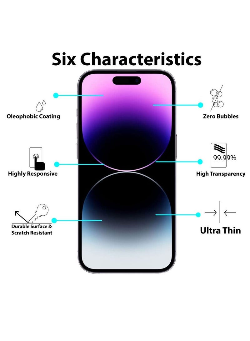 BORTONY Screen Protector Compatible for iPhone 14 Pro Max [6.7 Inch] Full Coverage 9D Tempered Glass Film For iPhone 14 Pro Max Clear/Black - Image 2
