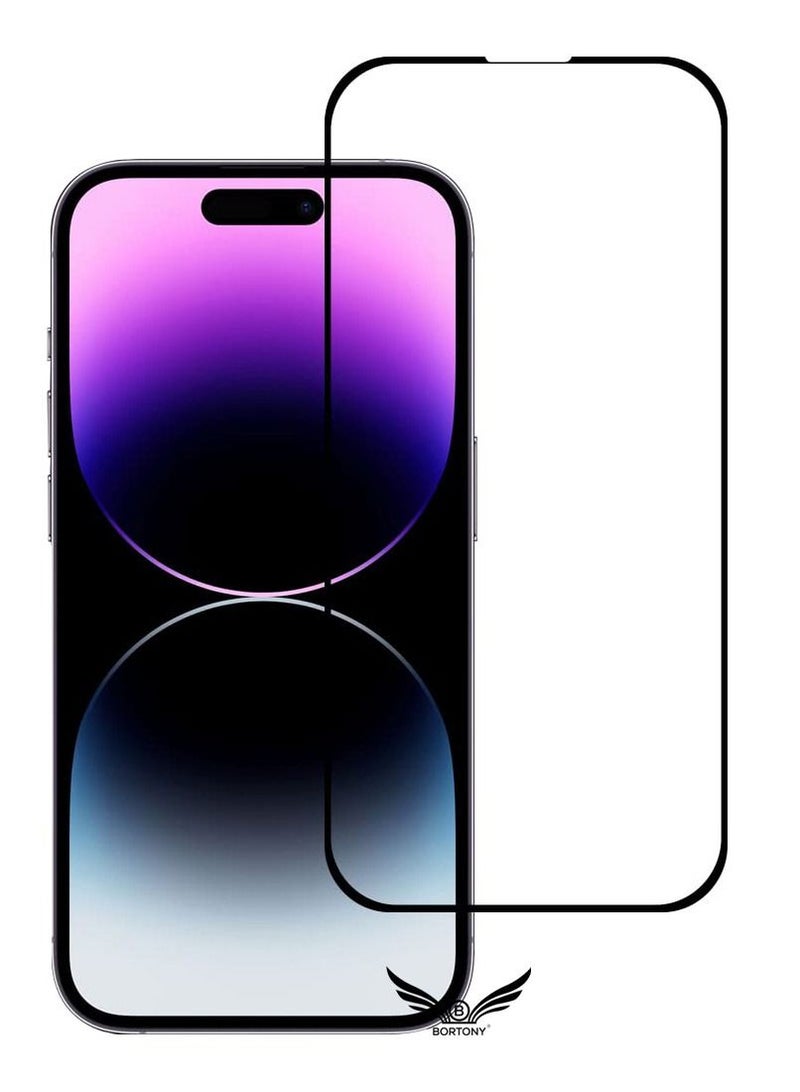 BORTONY Screen Protector Compatible for iPhone 14 Pro Max [6.7 Inch] Full Coverage 9D Tempered Glass Film For iPhone 14 Pro Max Clear/Black - Image 1