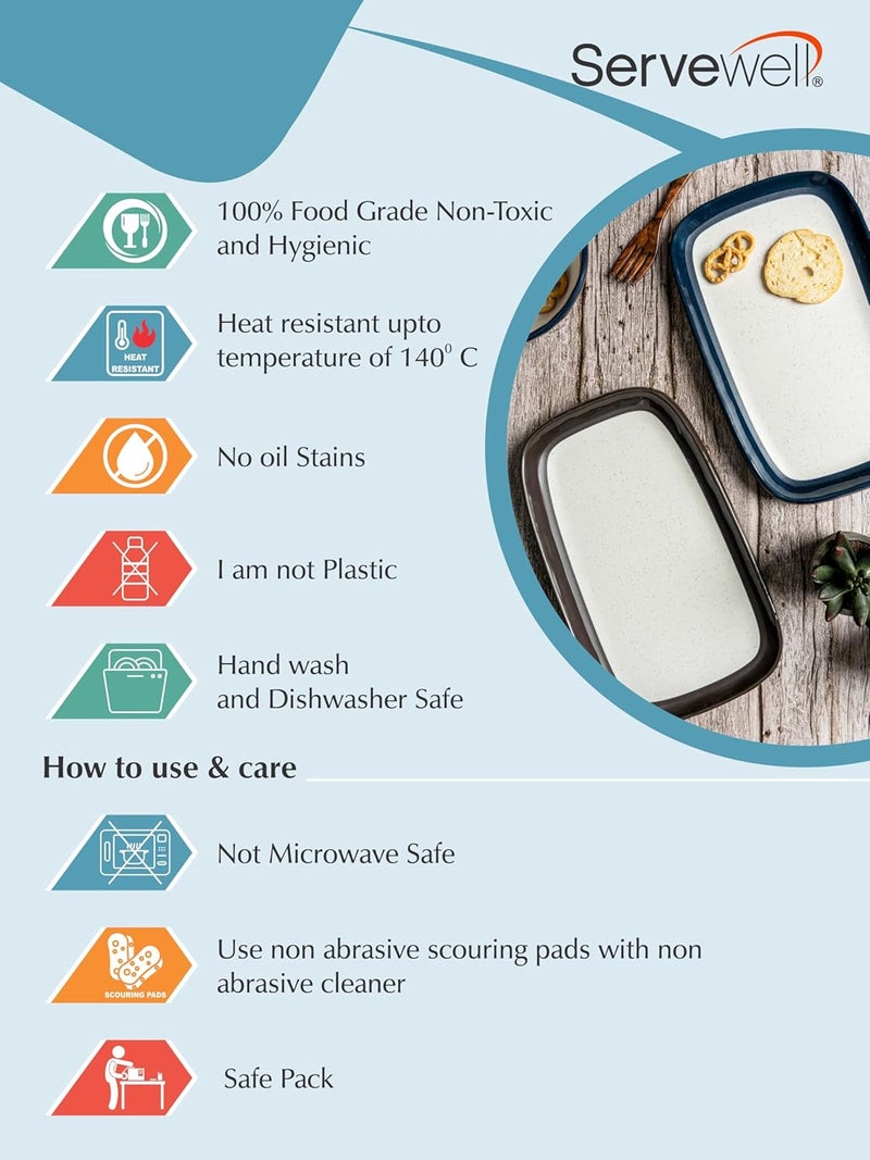 Servewell طقم أطباق عشاء مزدوجة من الميلامين آمنة للطعام مكون من 6 قطع - Image 4