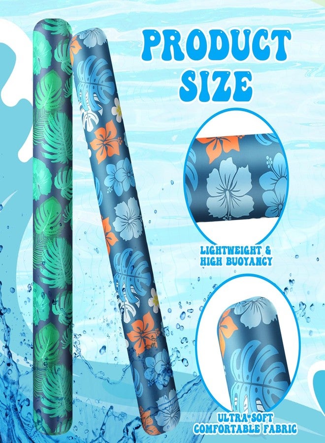 Soulchen 4 Pcs Summer Inflatable Large Pool Noodles with Pump 54'' Jumbo Swimming Pool Noodles Floats Hawaii Tropical Fabric Covered Inflatable Floats Toys for Adults Summer Beach Party - Image 2