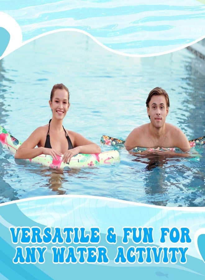 Soulchen 4 Pcs Summer Inflatable Large Pool Noodles with Pump 54'' Jumbo Swimming Pool Noodles Floats Hawaii Tropical Fabric Covered Inflatable Floats Toys for Adults Summer Beach Party - Image 5