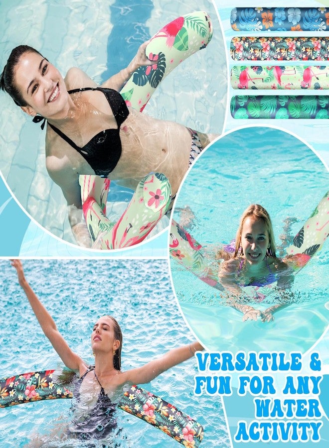 Soulchen 4 Pcs Summer Inflatable Large Pool Noodles with Pump 54'' Jumbo Swimming Pool Noodles Floats Hawaii Tropical Fabric Covered Inflatable Floats Toys for Adults Summer Beach Party - Image 4