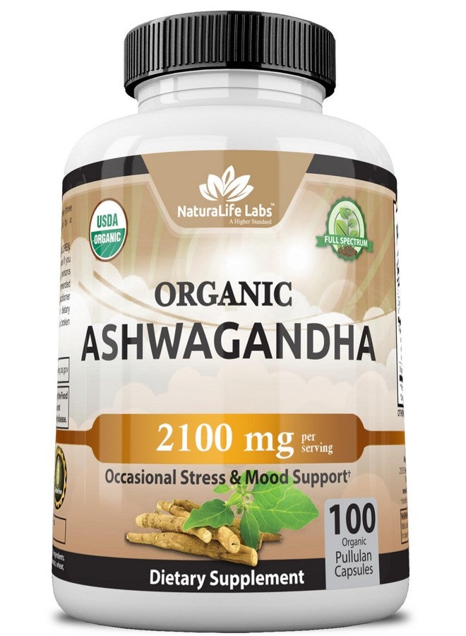 NaturaLife Labs Organic Ashwagandha 2,100 mg - 100 Veggie Capsules Pure Organic Ashwagandha Powder and Root Extract - Stress Relief, Mood Enhancer - Image 1