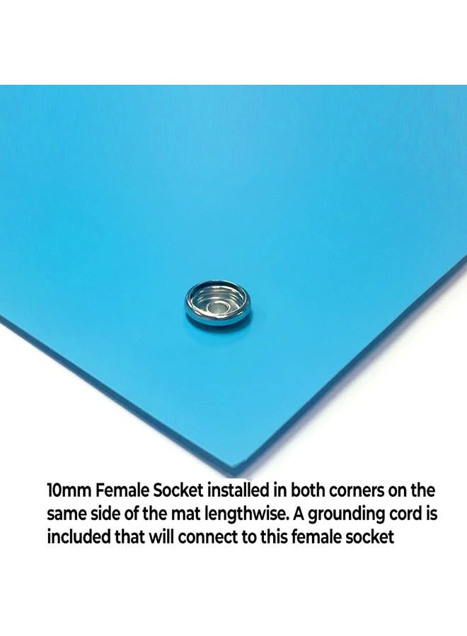 Static Care RubberStat Dual Layer ESD Compliant Workstation Rubber Table Mat Kit, Soldering, Cell Phone Repair, with Wrist Strap Set and Ground Cord - 36"x16" Blue - Image 2