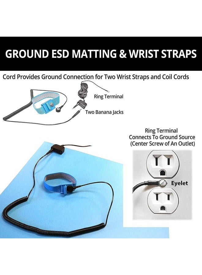 Static Care RubberStat Dual Layer ESD Compliant Workstation Rubber Table Mat Kit, Soldering, Cell Phone Repair, with Wrist Strap Set and Ground Cord - 36"x16" Blue - Image 5
