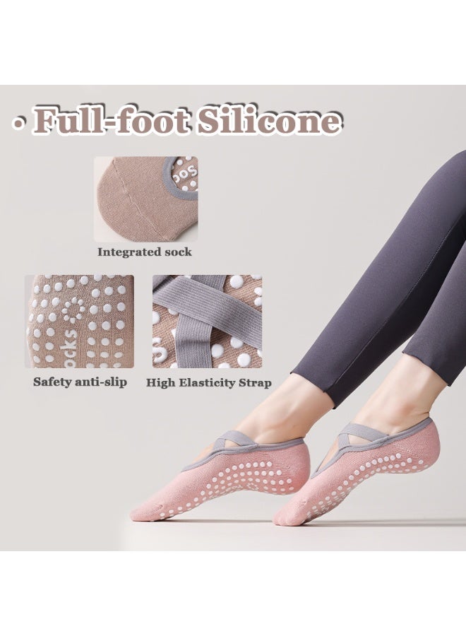 Magic Park 5 Pairs Non-Slip Yoga Socks Pilates Grip Socks for Women Yoga Socks for Pilates,Yoga, Ballet, Dance - Image 2