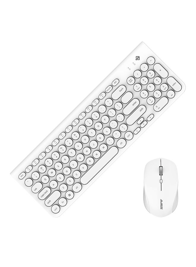NIBEMINENT Ultra-Quiet Retro Wireless Keyboard And Mouse Kit White