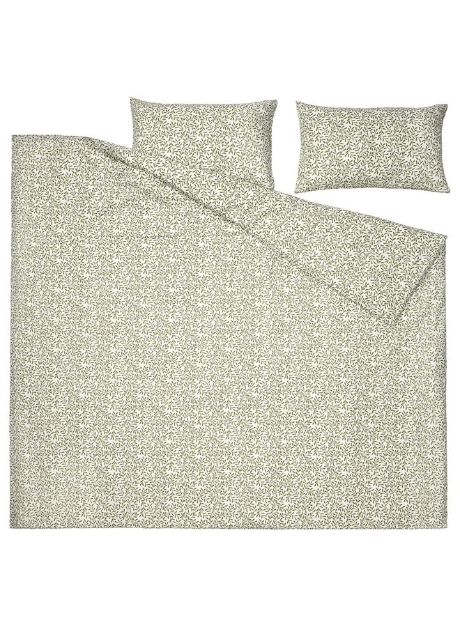 erorex Duvet cover and 2 pillowcases, white/green, 240x220/50x80 cm - Image 5