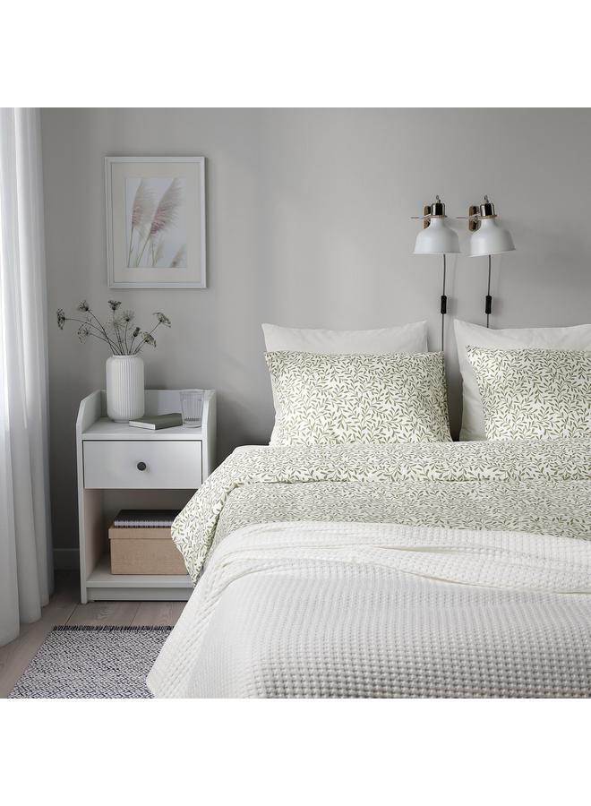 erorex Duvet cover and 2 pillowcases, white/green, 240x220/50x80 cm - Image 3