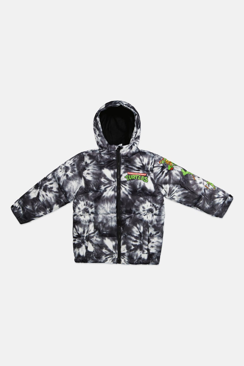 nickelodeon Toddlers Boy Tie Dye Puffer Jacket, Black  - Image 1