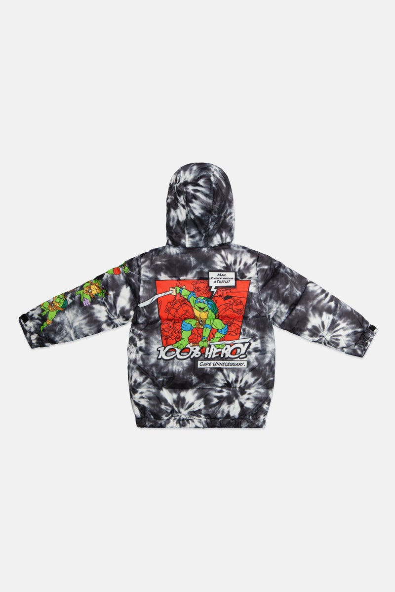 nickelodeon Toddlers Boy Tie Dye Puffer Jacket, Black  - Image 2