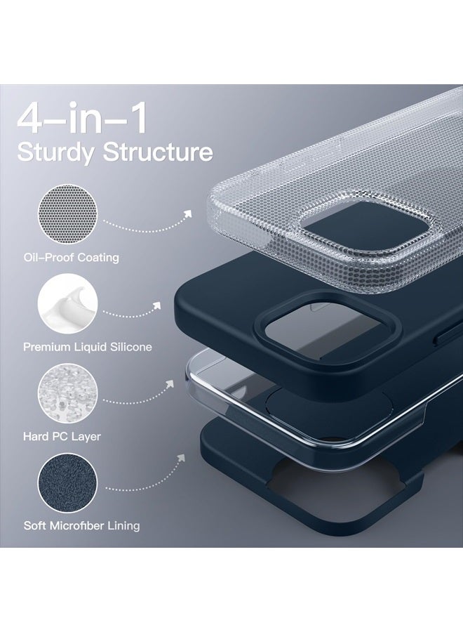 Jetech Silicone Case for iPhone 14 6.1-Inch, Silky-Soft Touch Full-Body Protective Phone Case, Shockproof Cover with Microfiber Lining (Navy) - Image 3