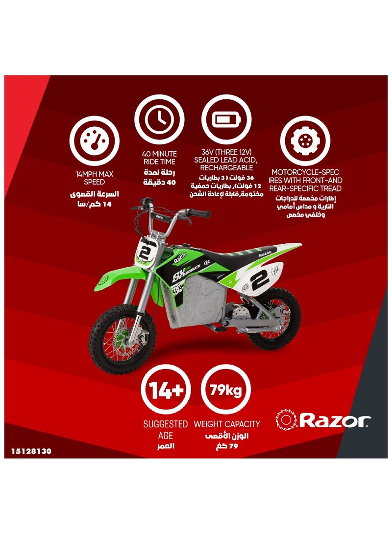 Razor Motorbike Dirt Rocket SX500 McGrath - Green | Kids Ages 14 Years+ | Speeds up to 14 Mph (22 Km/H) with up to 40 minutes of Continuous Use Multicolour - Image 4