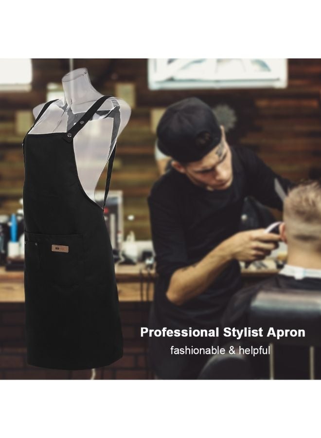 Apron Professional Stylist Apron Waterproof Hairdresser Apron(Black)