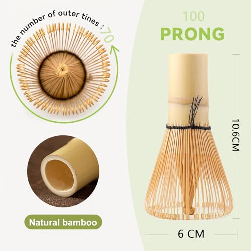 Gozaqe Matcha Whisk,Handcrafted Bamboo Whisk for Matcha,Matcha Stirrer Tool Accessory,100-Prong Matcha Wisk Mixer Brush for Traditional Tea Preparation - Image 2