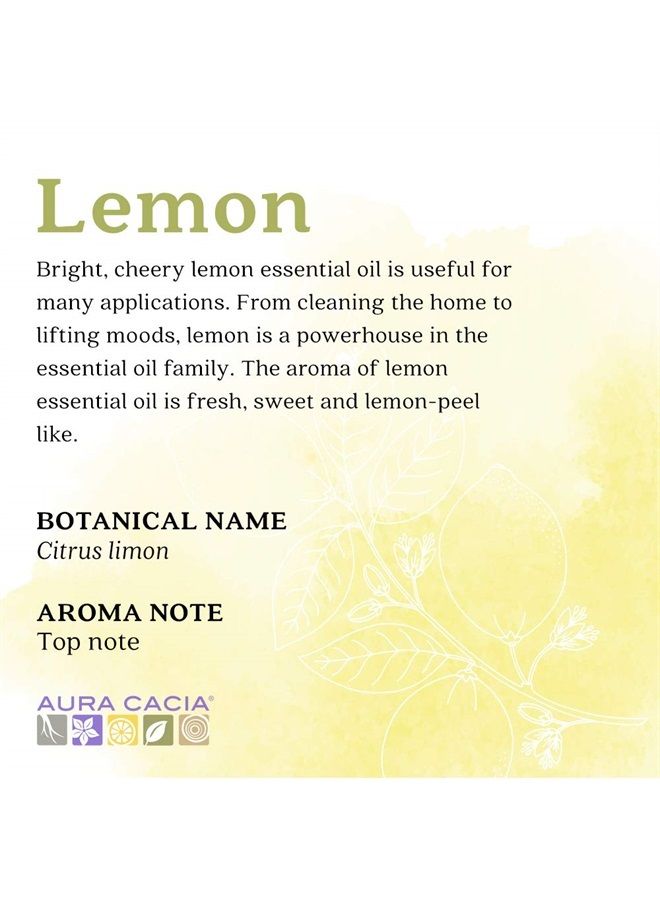 Aura Cacia 100% Pure Lemon Essential Oil | GC/MS Tested for Purity | 60 ml (2 fl. oz.) | Citrus Limon - Image 2