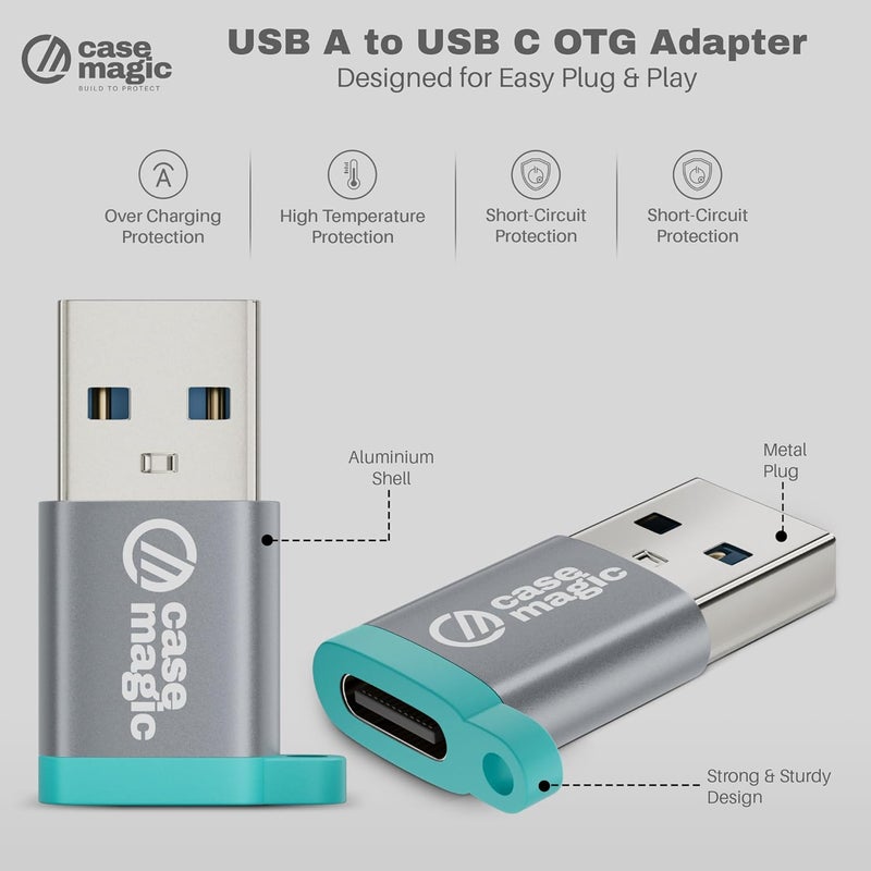 case-magic USB C Female to USB A 3.0 OTG Adapter Converter| 15W Fast Charging, 5Gbps Data, for Apple Watch Ultra iWatch 10 9 8 7, iPhone 16 15 14 13 Plus Pro Max, AirPods, iPad, Car, Samsung S25/24 - Image 2