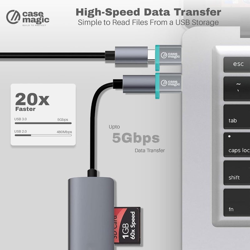 case-magic USB C Female to USB A 3.0 OTG Adapter Converter| 15W Fast Charging, 5Gbps Data, for Apple Watch Ultra iWatch 10 9 8 7, iPhone 16 15 14 13 Plus Pro Max, AirPods, iPad, Car, Samsung S25/24 - Image 3
