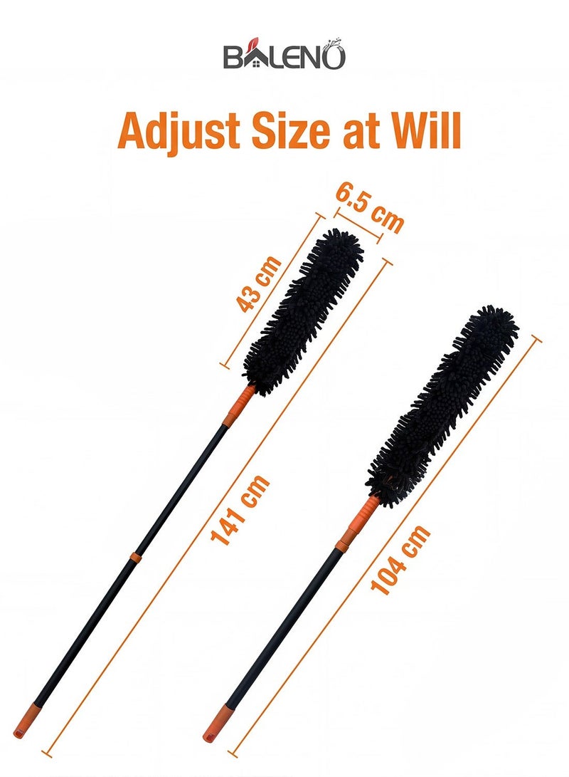 Baleno Handy Microfiber Duster with Extendable Handle, Flexible Dusting Head, 105 to 142 cm Telescopic Stick, Non-Scratch Cleaning Tool - Image 4