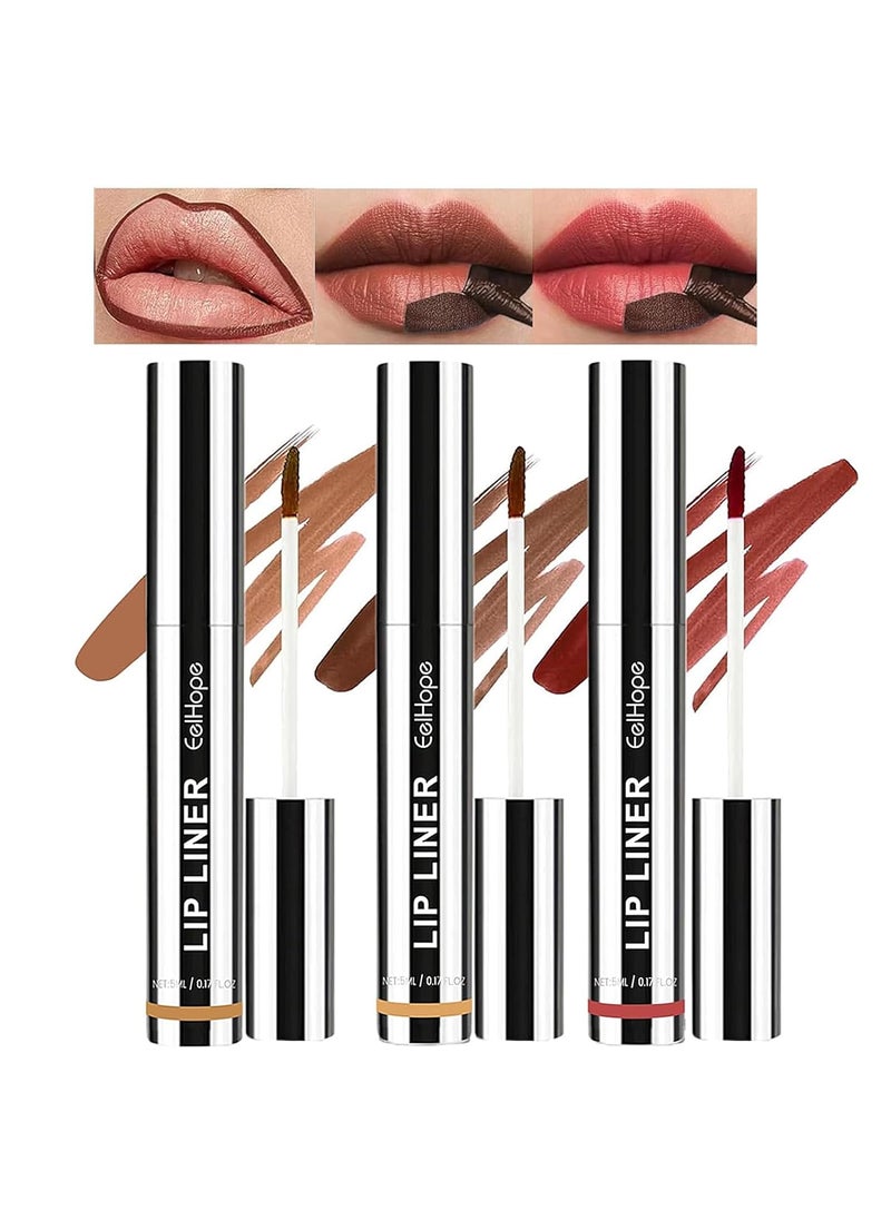 LuckNest 3 Colors Peel Off Lip Liner Tattoo Peel Off Lip Stain with Matte Finish Long Wear Tattoo Lip Liner Lipstick Long Lasting Waterproof Transferproof Highly Pigmented Color 