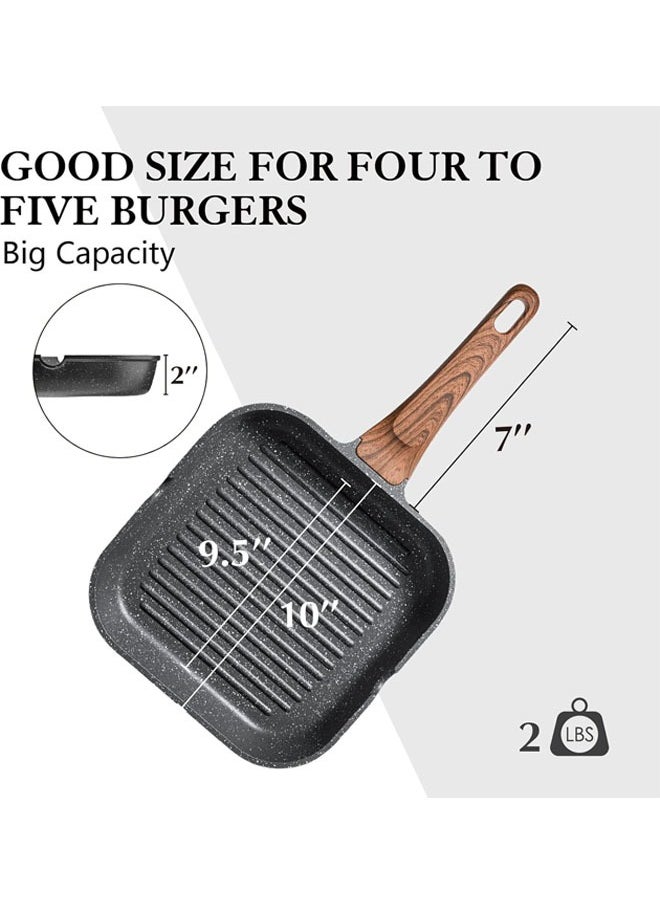 Nonstick Grill Pan for Stove Tops, Versatile Griddle with Pour Spouts, Square Big Cooking Surface, Durable Skillet Indoor & Outdoor Grilling, PFOA Free