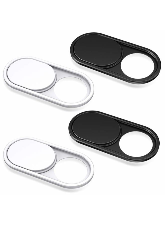 CloudValley Webcam Cover, 0.6 mm Ultra-Thin Metal Camera Cover for Laptop, MacBook Pro, MacBook Air, PC, Tablet, Mac, iPad, Webcam Cover, [2 Black+2 White] - Image 1