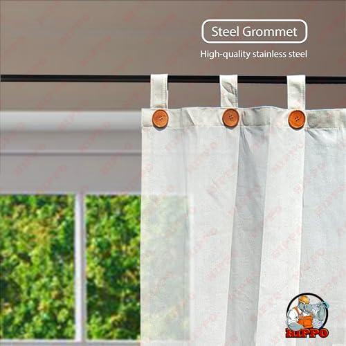 HIPPO Outdoor Balcony Sun, UV & Dust Protection Curtain HDPE Light Filtering 160 GSM Tab-Top Loop with Decorative Button Curtains for Home, Garden, Varanda, Hotel (Sand-White, 3FTX8FT, 2 PC) - Image 5