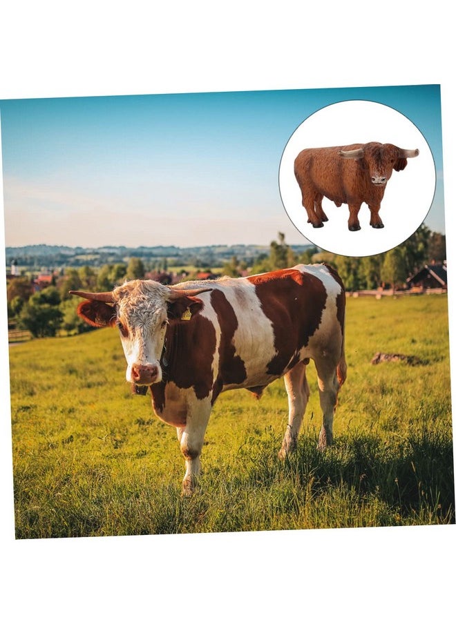 Toyvian Toyvian 1pc Highland Cow Model Plastic Farm Animals Farm Animal Playsets Educational Toys for Kids Farm Animals Miniatures Table Top Decor Animal Ornament PVC 3D Dining Table Animal Figure  - Image 2