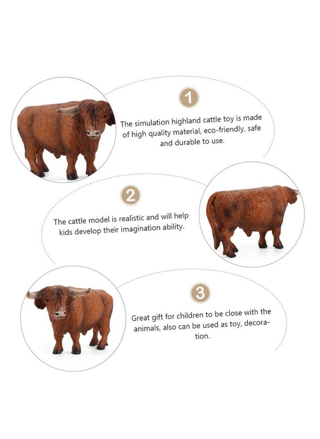 Toyvian Toyvian 1pc Highland Cow Model Plastic Farm Animals Farm Animal Playsets Educational Toys for Kids Farm Animals Miniatures Table Top Decor Animal Ornament PVC 3D Dining Table Animal Figure  - Image 5