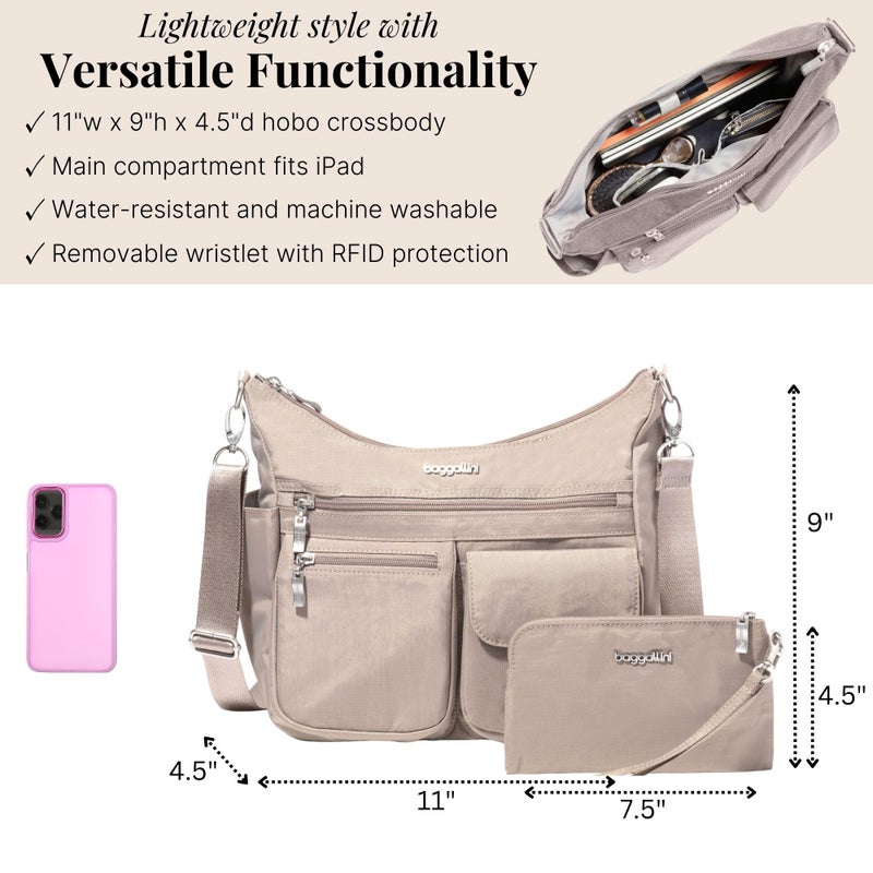 Baggallini Modern Everywhere Bagg - Water-resistant Lightweight Hobo Crossbody Bag for Women - Easy-Access Phone Pocket - Image 4