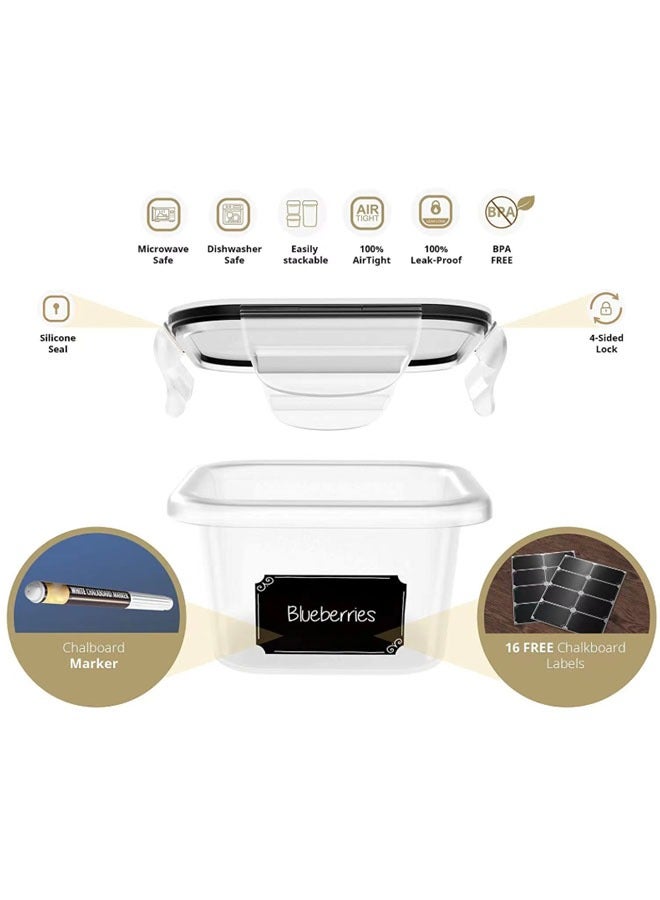 Hanayo 16 Pcs Food Storage Containers Set with Lids BPA-Free Airtight Containers for Pantry & Kitchen Organization Meal Prep Lunch Microwave Freezer and Dishwasher Safe(Black) - Image 3