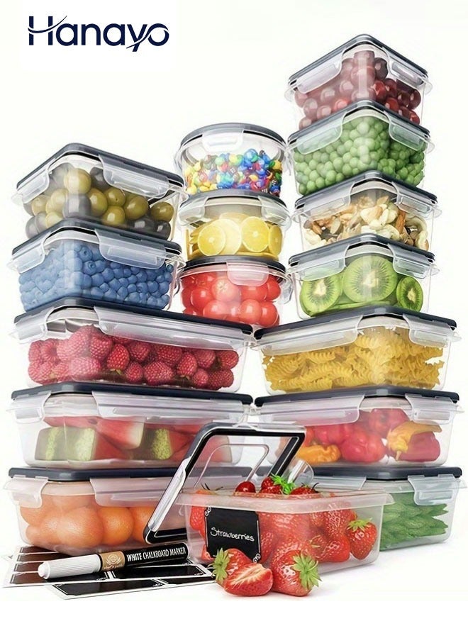 Hanayo 16 Pcs Food Storage Containers Set with Lids BPA-Free Airtight Containers for Pantry & Kitchen Organization Meal Prep Lunch Microwave Freezer and Dishwasher Safe(Black) - Image 1