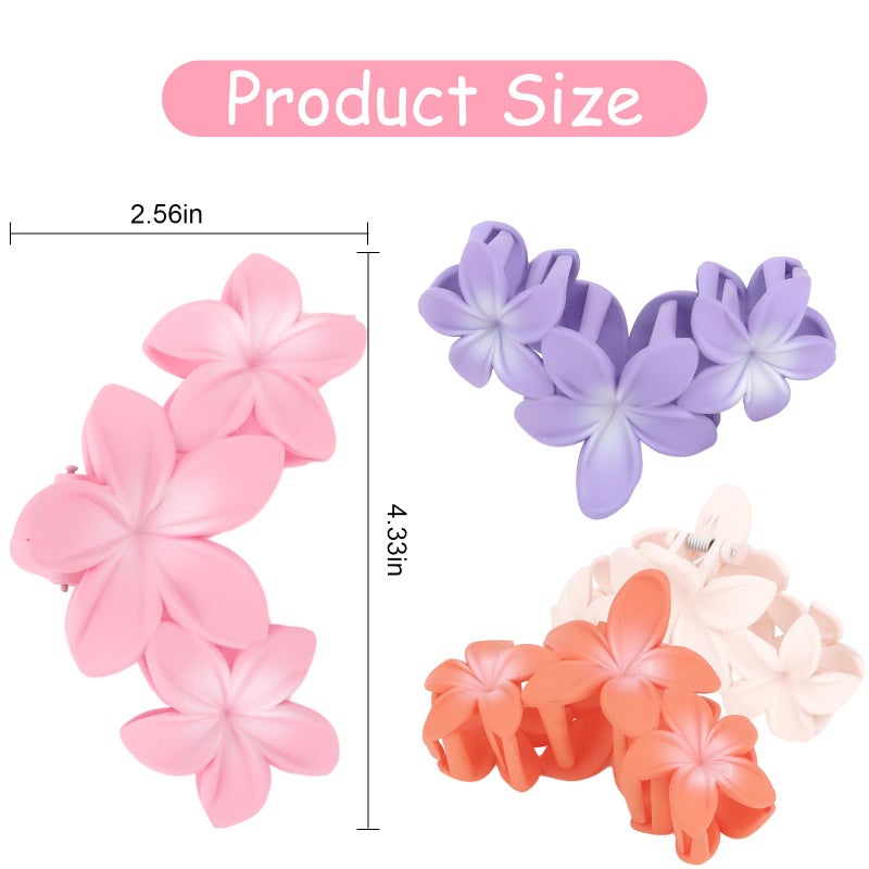 ANBALA 4PCS Flower Claw Hair Clips, Large Plumeria Hair Accessories for Women and Girls - Colorful Hawaiian Non-Slip Strong Hold Clips for Thick Hair - Image 5