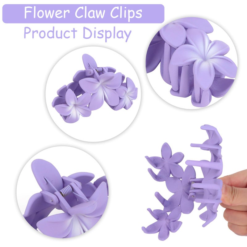 ANBALA 4PCS Flower Claw Hair Clips, Large Plumeria Hair Accessories for Women and Girls - Colorful Hawaiian Non-Slip Strong Hold Clips for Thick Hair - Image 2