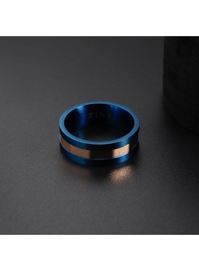 ZINK Men's Blue & Rose Gold Stainless Steel Ring | ZJRG037BL-18 - Image 4
