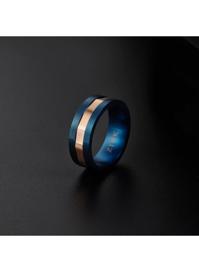 ZINK Men's Blue & Rose Gold Stainless Steel Ring | ZJRG037BL-18 - Image 5