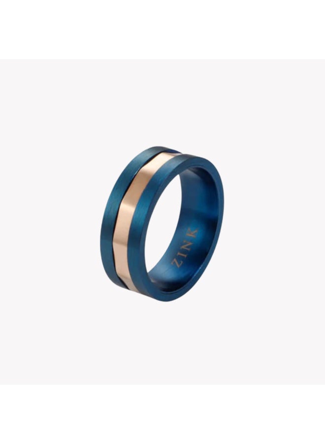 ZINK Men's Blue & Rose Gold Stainless Steel Ring | ZJRG037BL-18 - Image 1