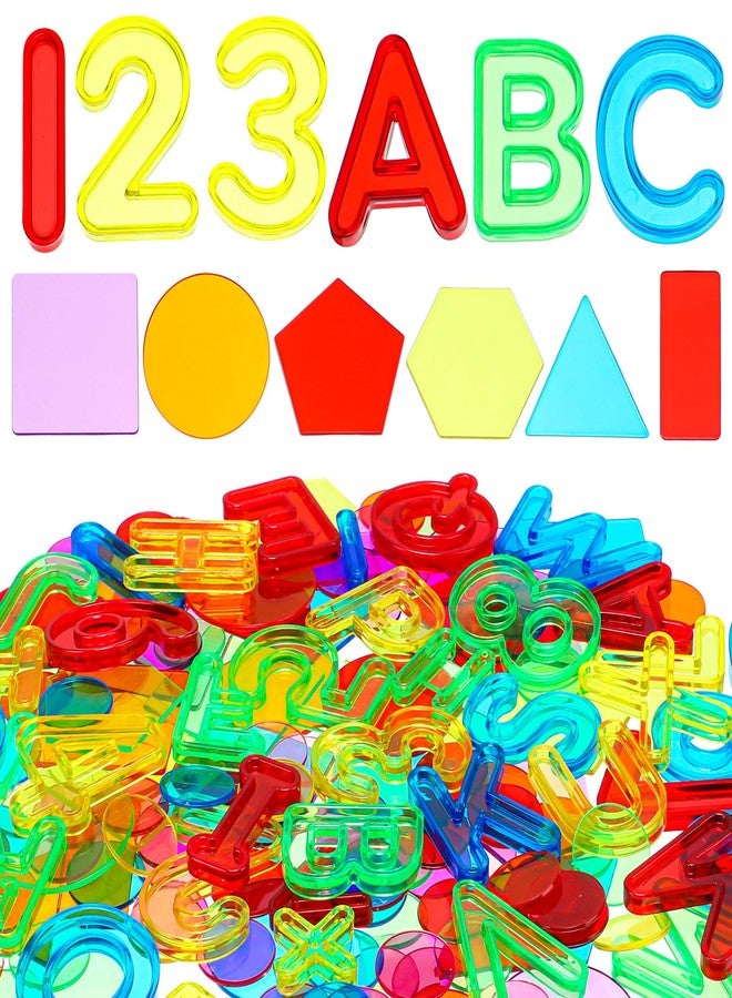 Rotatingpals 172 Pcs Translucent Light Table Manipulatives for Preschool Classroom Include Colorful Plastic Transparent Letters and Numbers Round Chips Geometric Sheet for Students Counting Spelling - Image 1