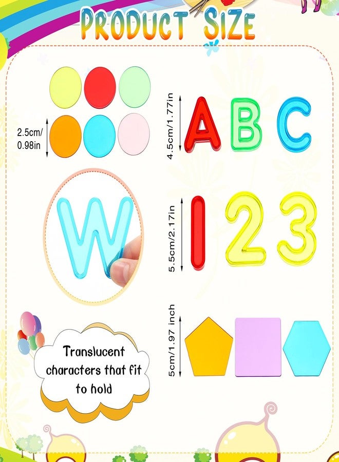 Rotatingpals 172 Pcs Translucent Light Table Manipulatives for Preschool Classroom Include Colorful Plastic Transparent Letters and Numbers Round Chips Geometric Sheet for Students Counting Spelling - Image 2
